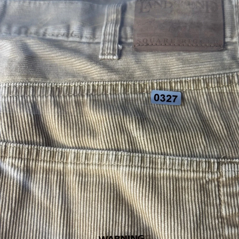 Lands' End Square Rigger Mens Corduroy Pants Tan Straight Leg Size 35x29